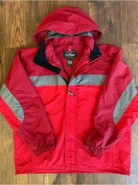 Vintage L.L.Bean Men’s XL Red Gray Colorblock Hooded 3-in-1 Shell Jacket